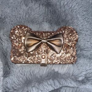 gold sequined loungefly wallet phone case